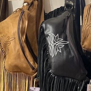 NEW Keep It Gypsy Jet Black Leather Fringe Bum Bag Western Boho Rodeo Crossbody